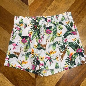 Janie and Jack Tropical Print High Waist Shorts - Green, Pink, Orange adjustable